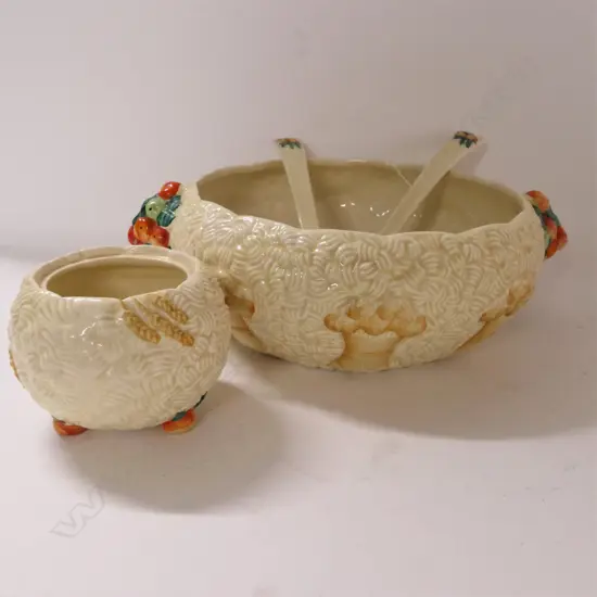 CLARICE CLIFF CELTIC HARVEST SALAD BOWL, SERVERS & SMALL BOWL ...
