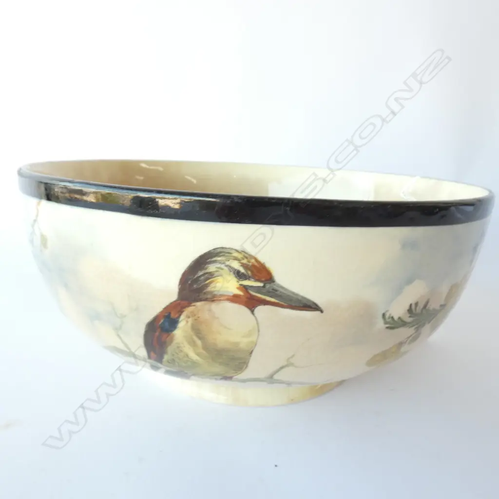 ROYAL DOULTON KOOKABURRA FOOTED BOWL, W. 230MM CRAZED INTERIOR Image 1++