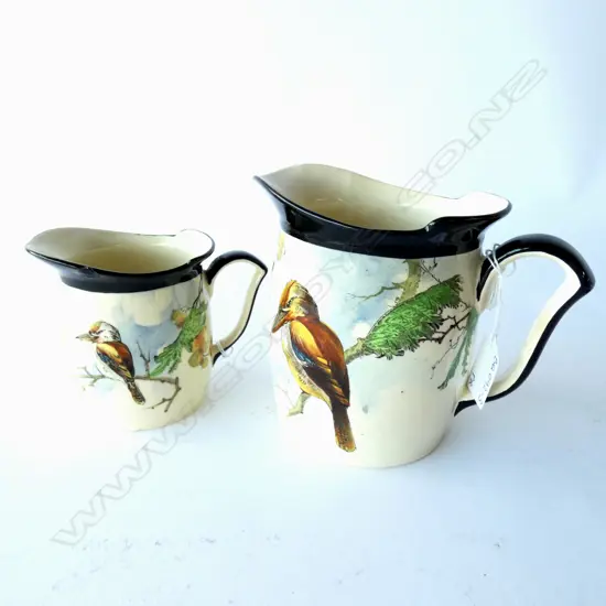 PAIR ROYAL DOULTON KOOKABURRA JUGS, H.140MM, 110MM 