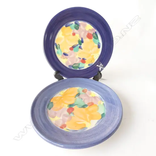 2 TONY SLY MULTI COLOURED PLATES W. 270MM & 260MM