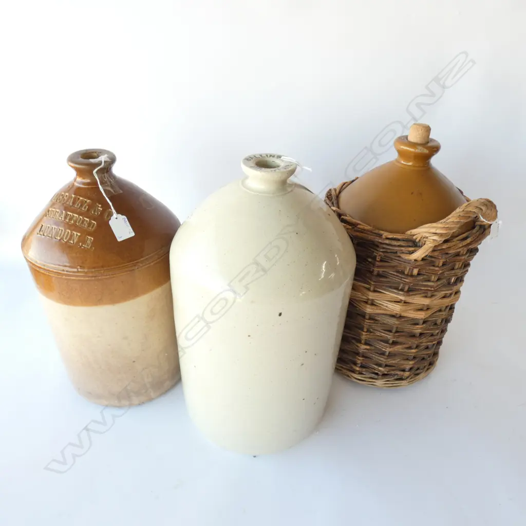 3 LARGE CROCKS, 1 WITH BASKET CASING,  H. 510MM Image 1++