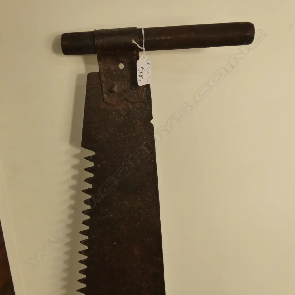 VINTAGE 2 MAN CROSSCUT SAW L. 1420MM HANDLE AF Image 1++