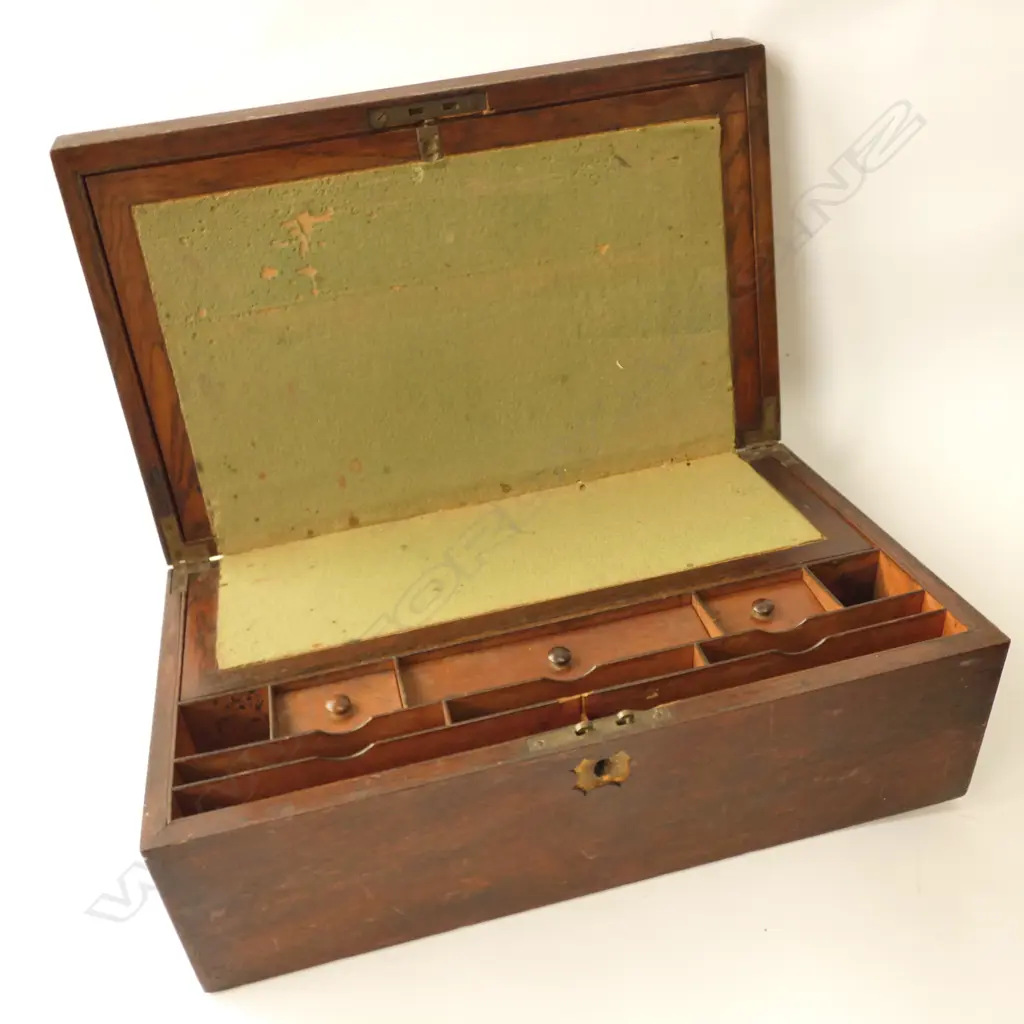 19TH C MAHOGANY WRITING SLOPE NEEDS RESTORATION W 450 MM Image 1++