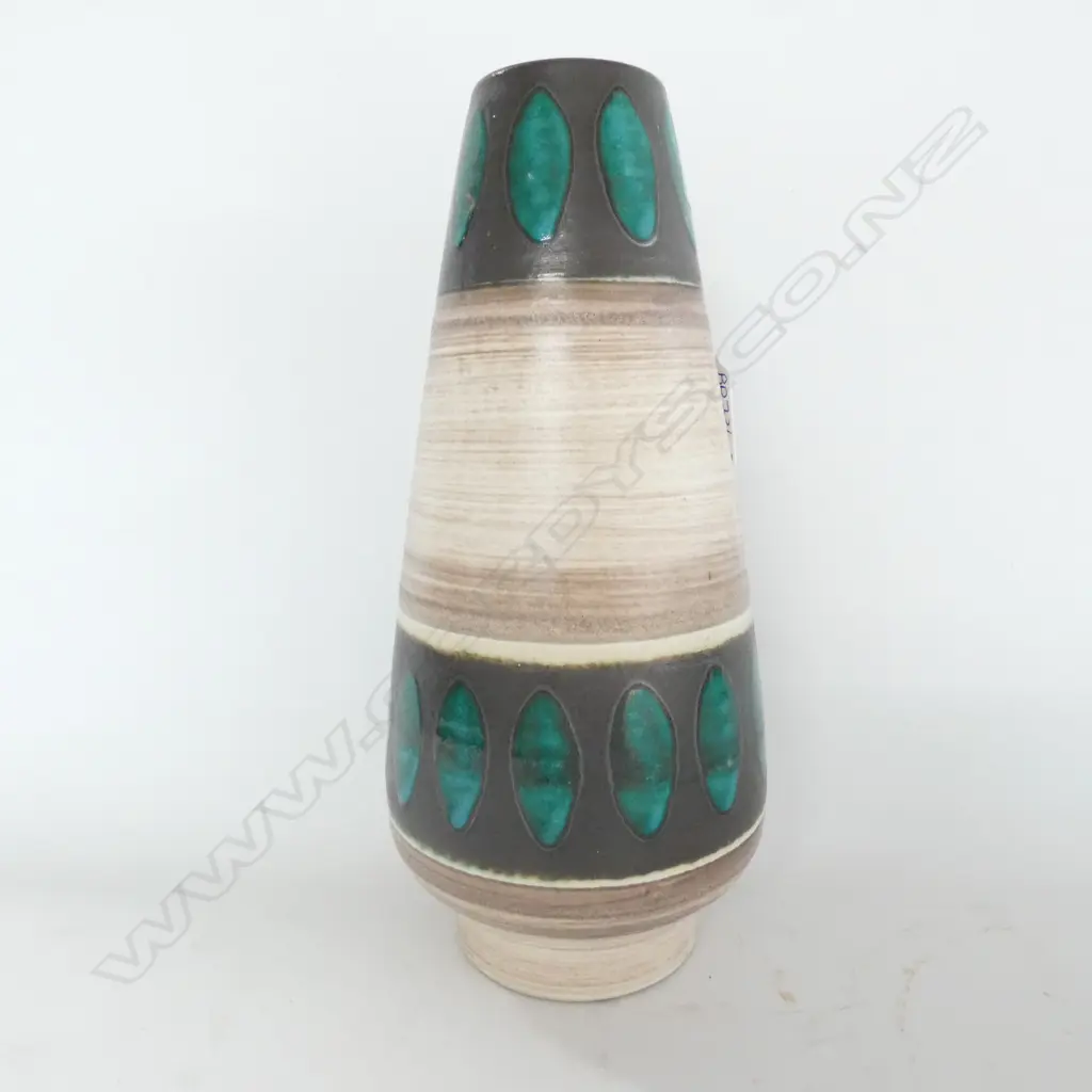 WEST GERMAN POTTERY VASE, TURQUOISE ACCENTS, H. 265MM Image 1++