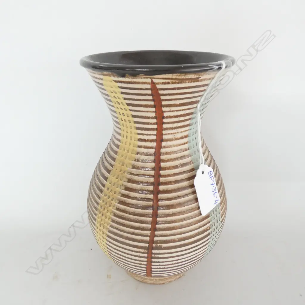 WEST GERMAN POTTERY STRIPED VASE, H 205MM Image 1++