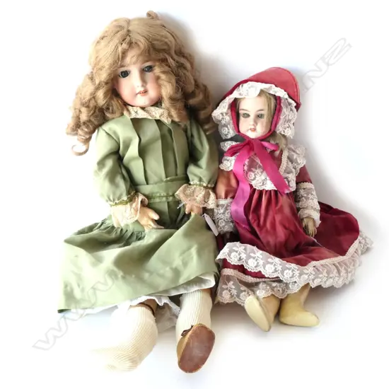 TWO ANTIQUE WEST GERMAN COMPOSITE PORCELAIN DOLLS SHOE MISSING