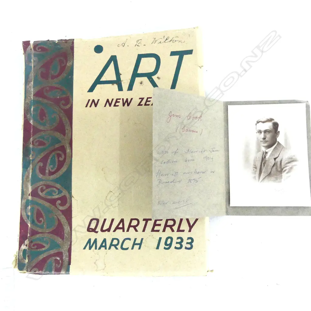 ART IN NZ QUARTERLY MAGAZINE (MAR 1933) + SIGNED PORTRAIT CARD 'JIM COOK' Image 1++