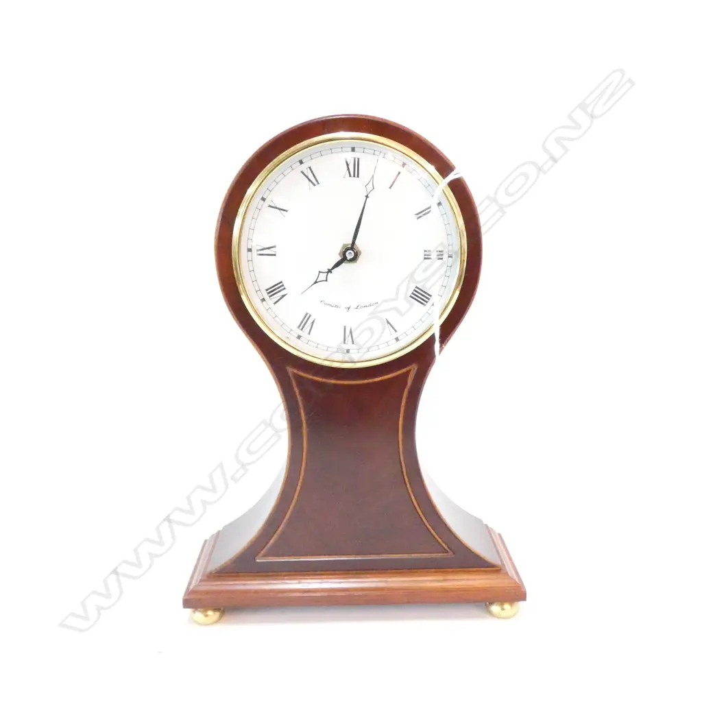 COMITTI OF LONDON MODERN REGENCY STYLE MAHOGANY TABLE CLOCK. Image 1++