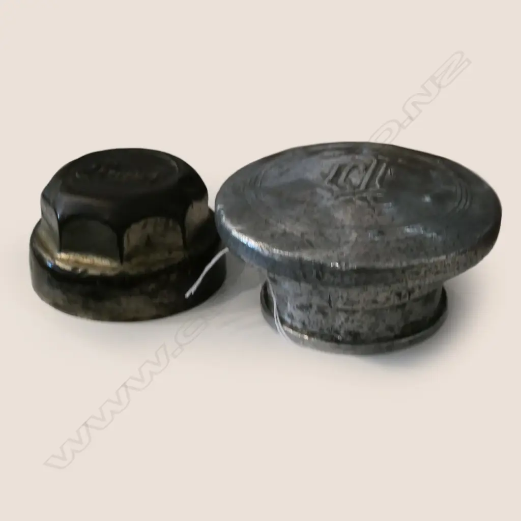 2 VINTAGE US HUB CAPS; BUICK & 'P' (OR 'J'), DIA. 80MM BOTH AF Image 1++