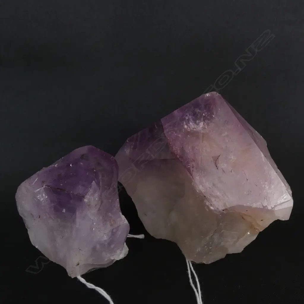 TWO  AMETHYST QUARTZ PIECES,  L. 90 & 110MM Image 1++