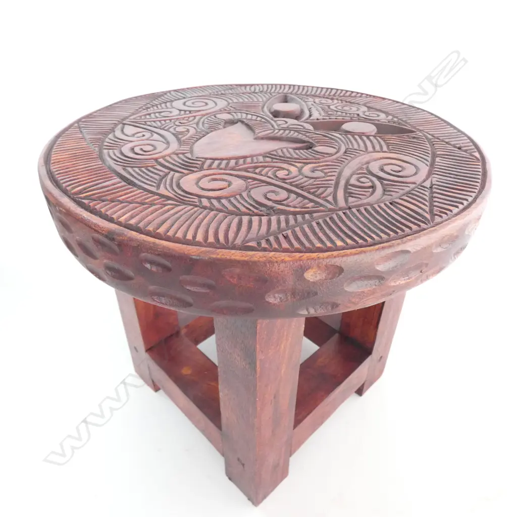 CIRCULAR MAORI STOOL H.235MM 260MM DIA Image 1++