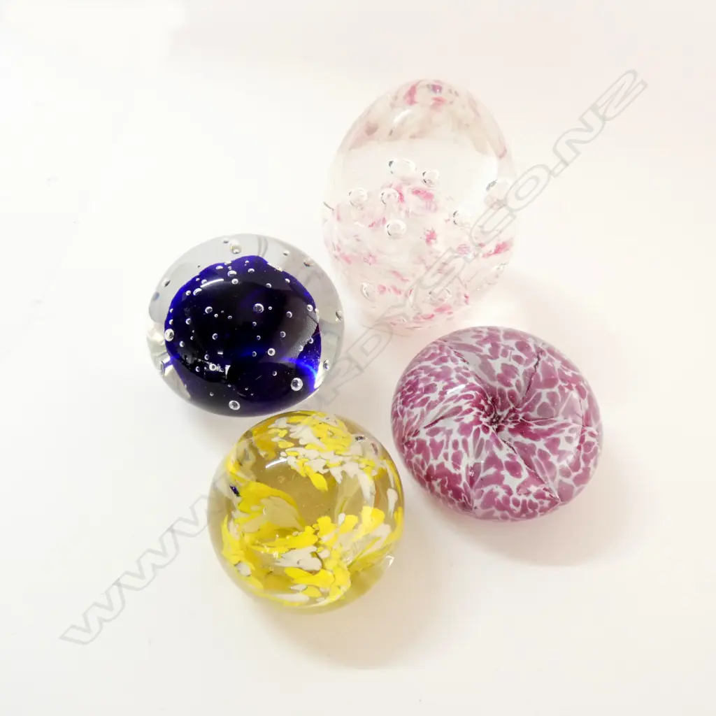FOUR GLASS PAPERWEIGHTS Image 1++