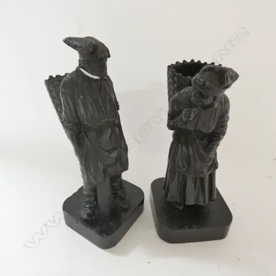 PAIR HEAVY CAST IRON FIGURES, OLD MAN & LADY H. 185MM