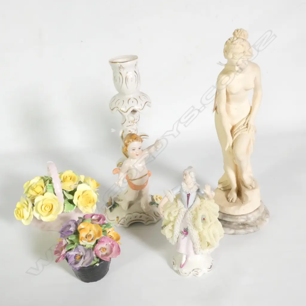 5 PCS COLLECTIBLE CHINA; INCL PORCELAIN LACE & FLOWERS Image 1++