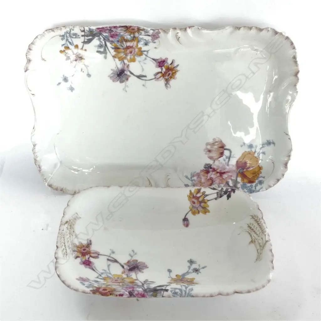PAIR 19TH CENTURY LIMOGES SERVING TRAYS, L 410MM & 210MM Image 1++