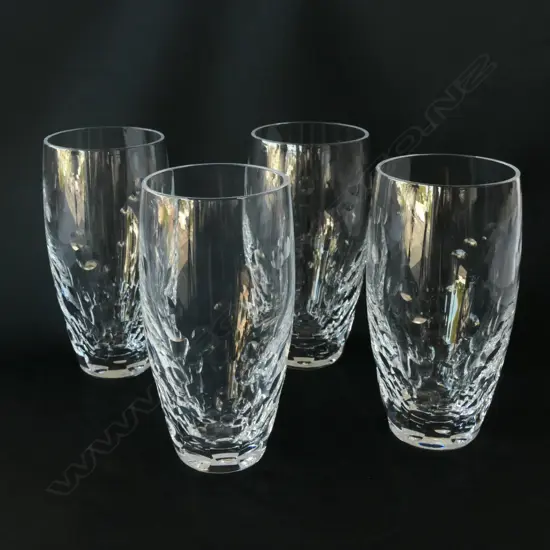 FOUR JASPER CONRAN FOR STUART CRYSTAL HIGHBALL GLASSES