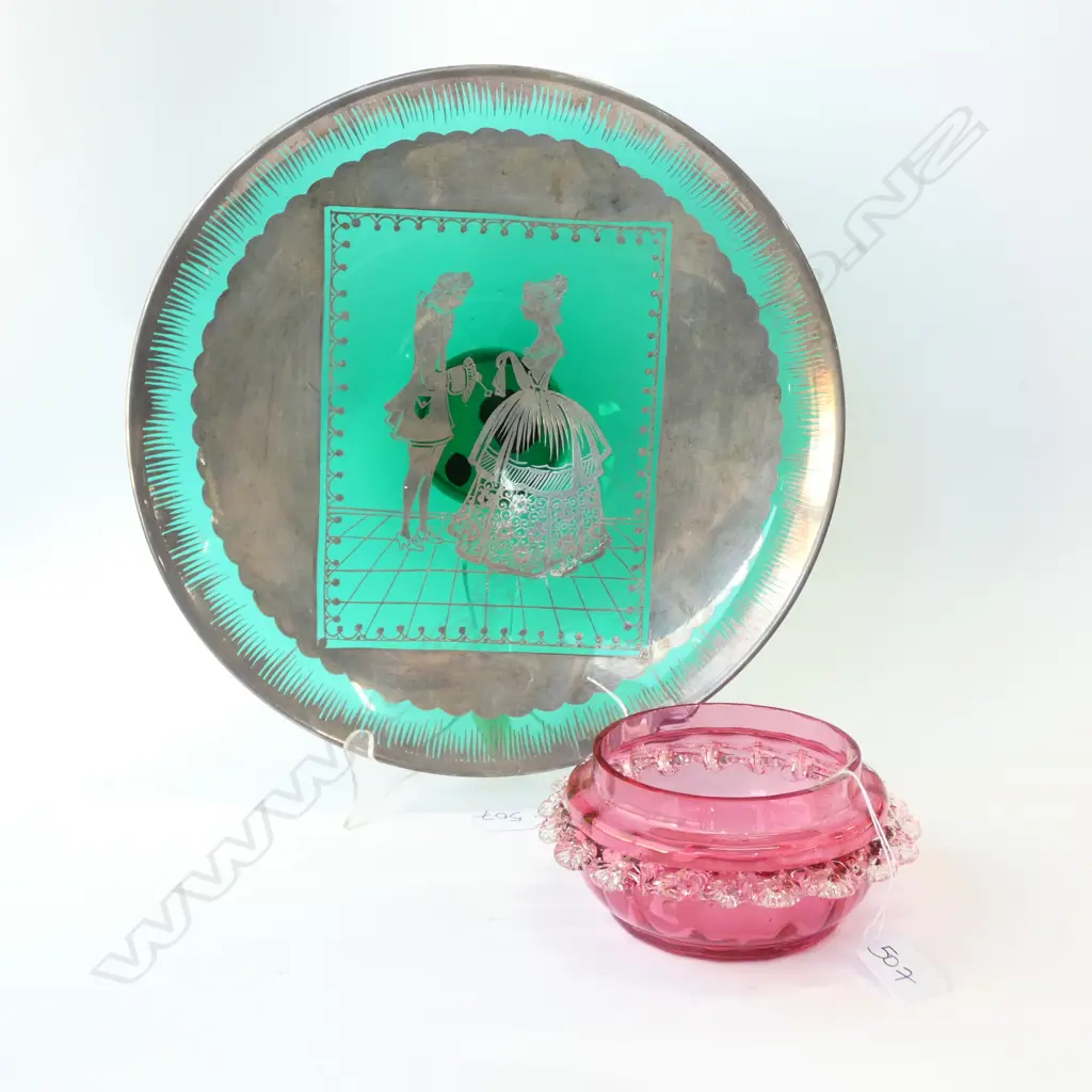 2 BOWLS; MURANO 325MM DIA & CRANBERRY 2 CHIPPED EGDES Image 1++