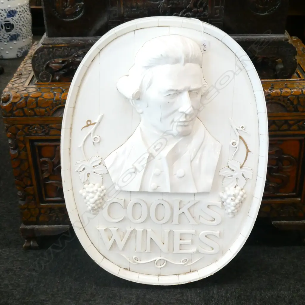 WHITE PAINTED WOODEN COOKS WINE SIGN H. 820MM Image 1++