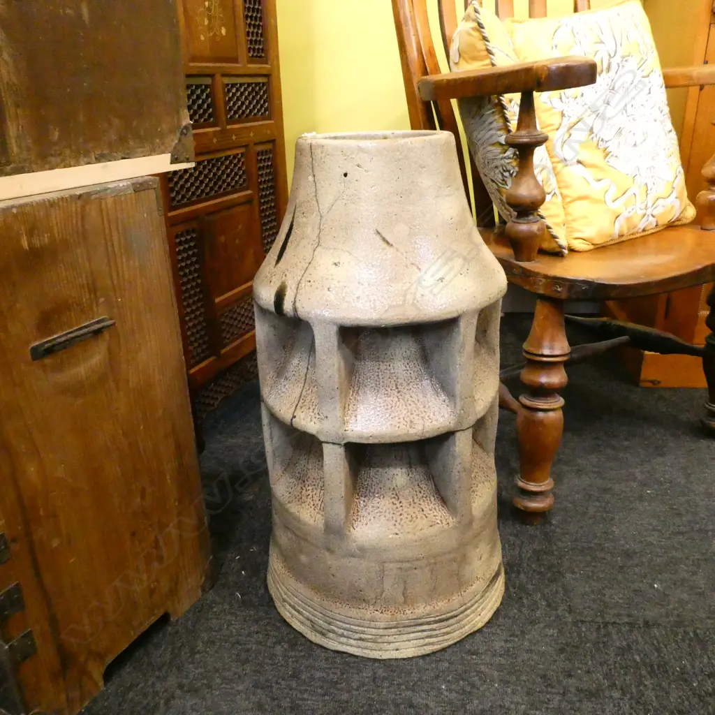 NZ OLD SALT GLAZED CHIMNEY POT H. 620MM Image 1++