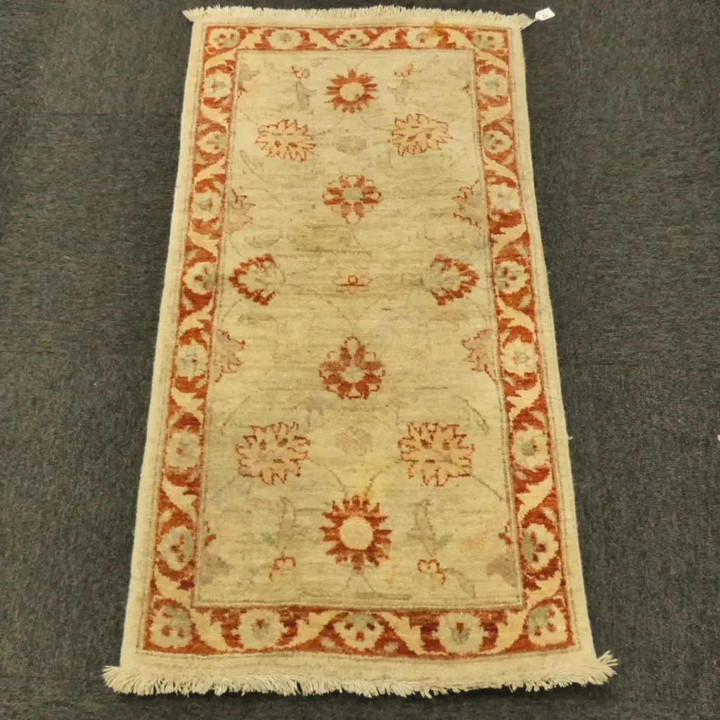 HAND KNOTTED WOOL PILE RUG 1240 X 635MM Image 1++