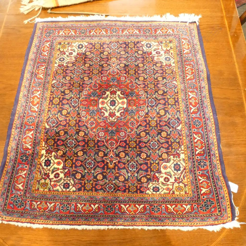 #25G PERSIAN SAROUGH FINELY HAND KNOTTED WOOL PILE  RUG 770 X 700MM Image 1++