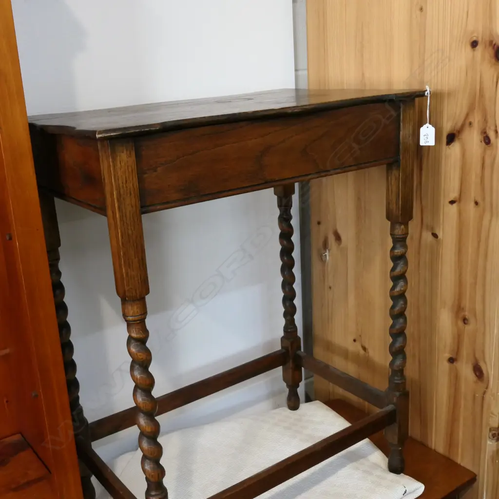 TALL OAK OCCASIONAL TABLE, BARLEY TWIST LEGS, W. 610 X 390MM H. 755MM Image 1++