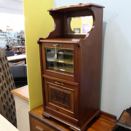 LATE VICTORIAN MUSIC CABINET, W. 465 X 400MM  H. 1175MM
