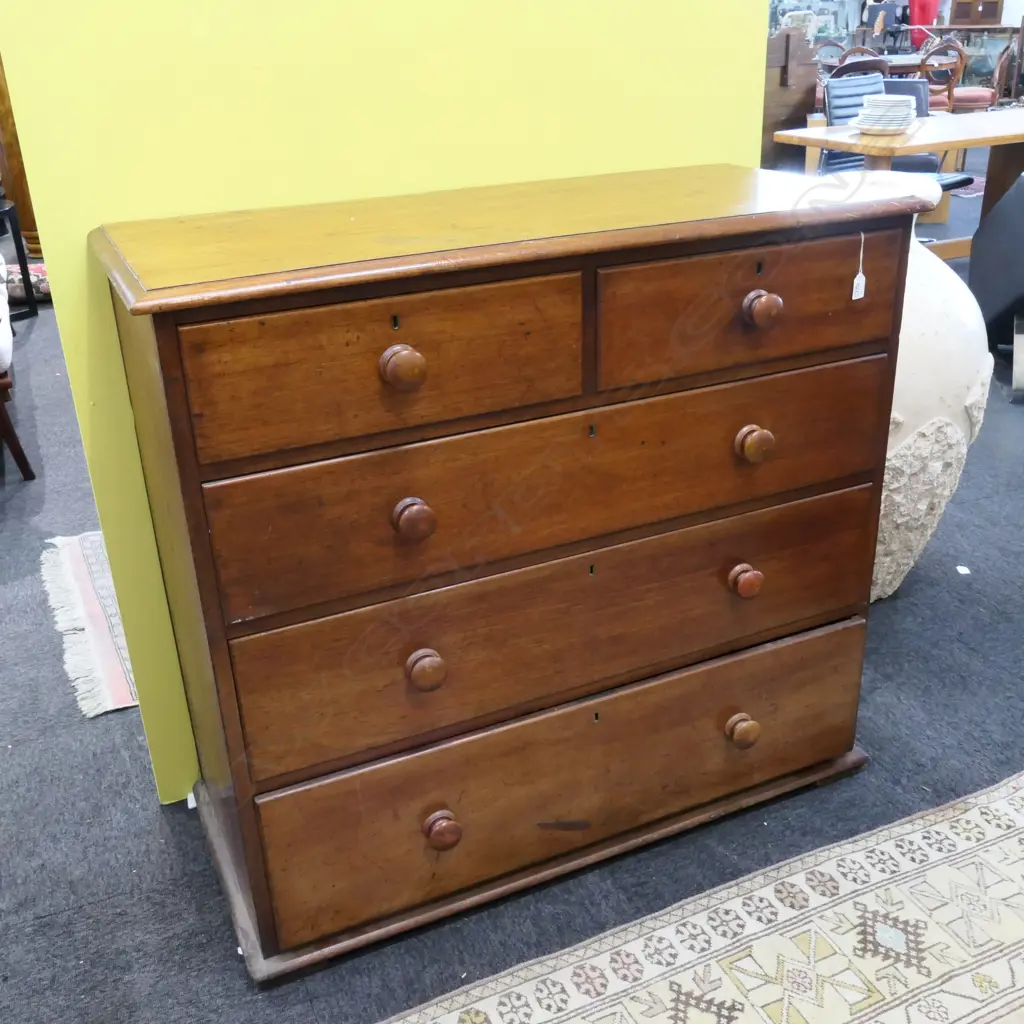 CEDAR LATE 19THC 5 DRAWER CHEST (FAULTED) 1090MM W 1000MM H Image 1++