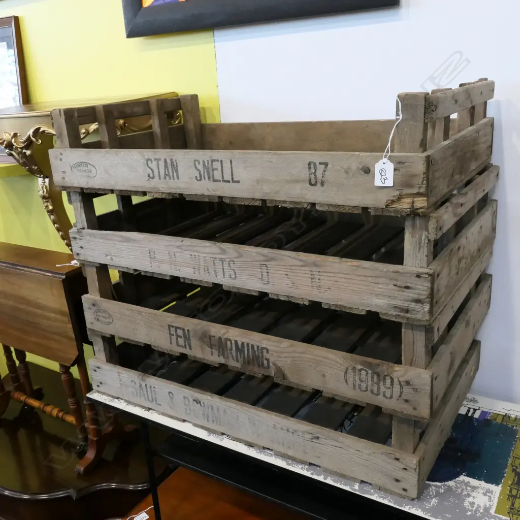 4 ENGLISH MARKET PRODUCE CRATES L. 750MM Image 1++