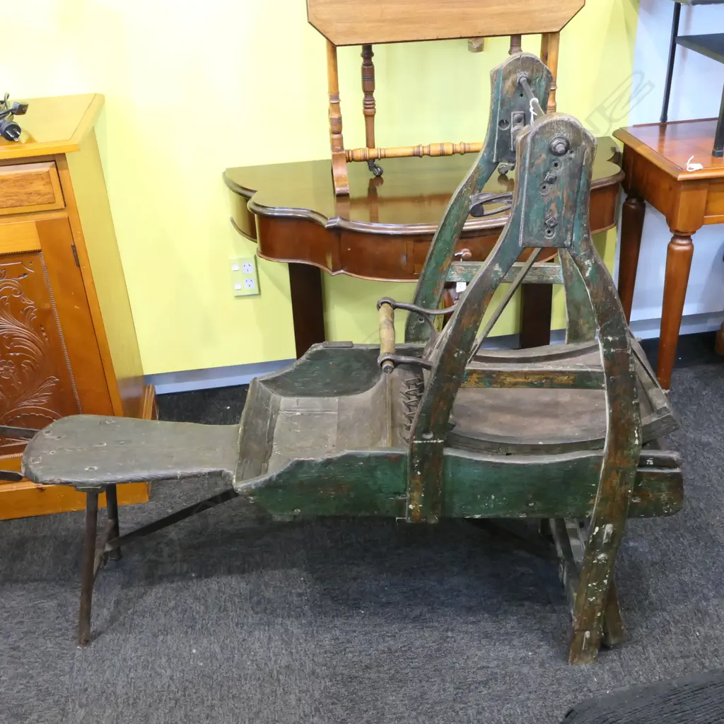 ANTIQUE FRENCH WOOL STRIPPING / CARDING MACHINE L. 1330MM Image 1++
