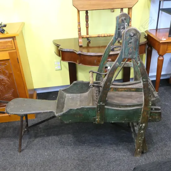 ANTIQUE FRENCH WOOL STRIPPING / CARDING MACHINE L. 1330MM
