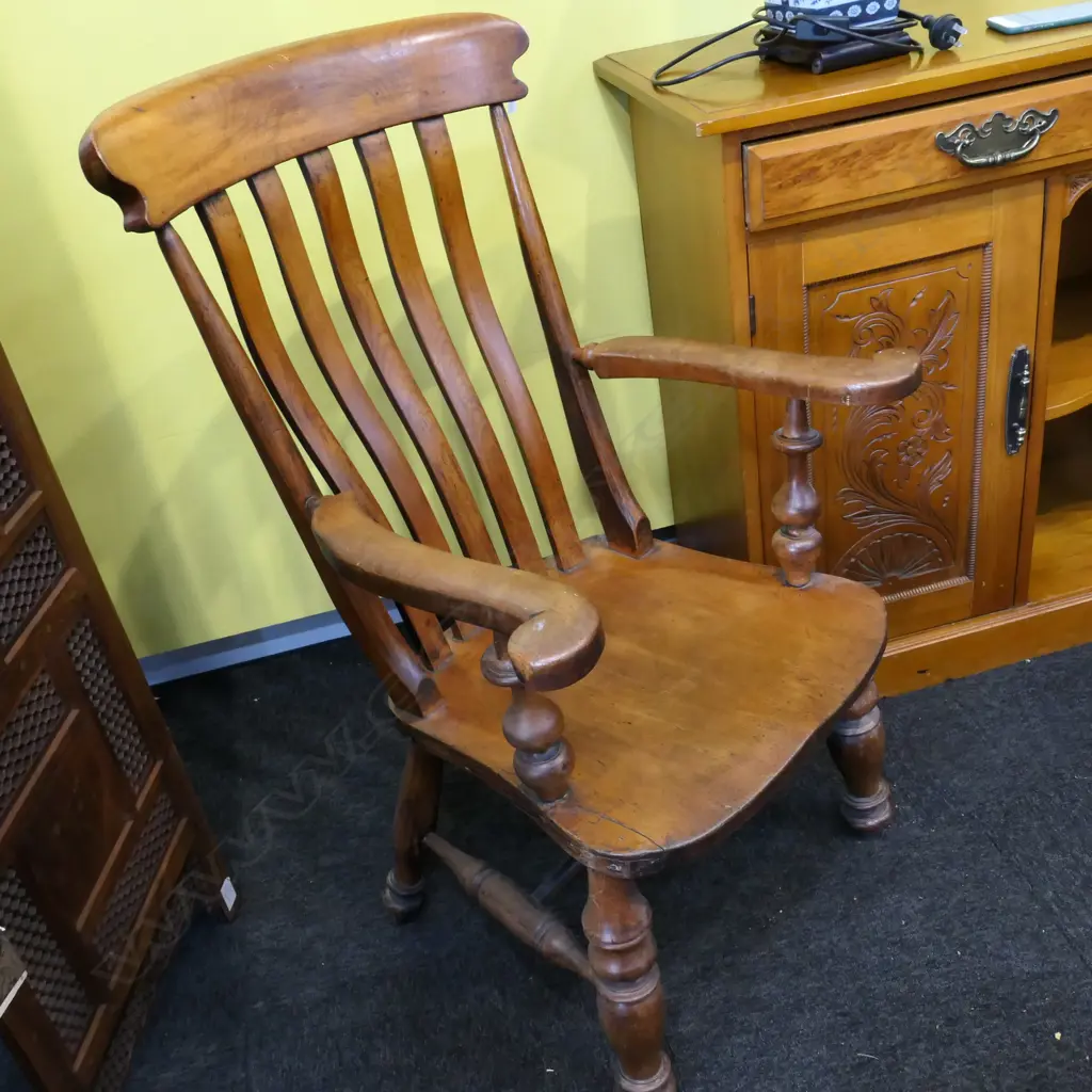 19THC KAURI CHAIR STICK BACK WINDSOR ARMCHAIR Image 1++