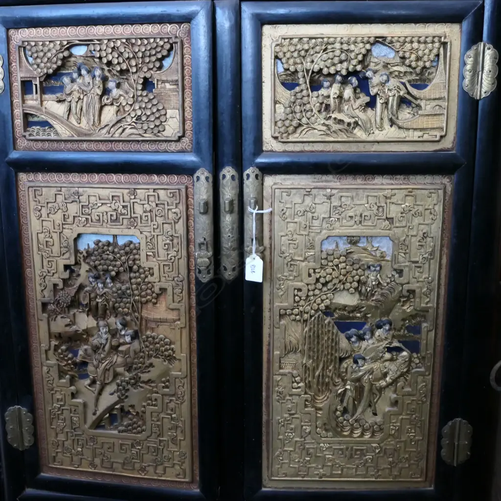 BLACK & GOLD ORIENTAL CORNER CABINET H. 1620MM Image 1++
