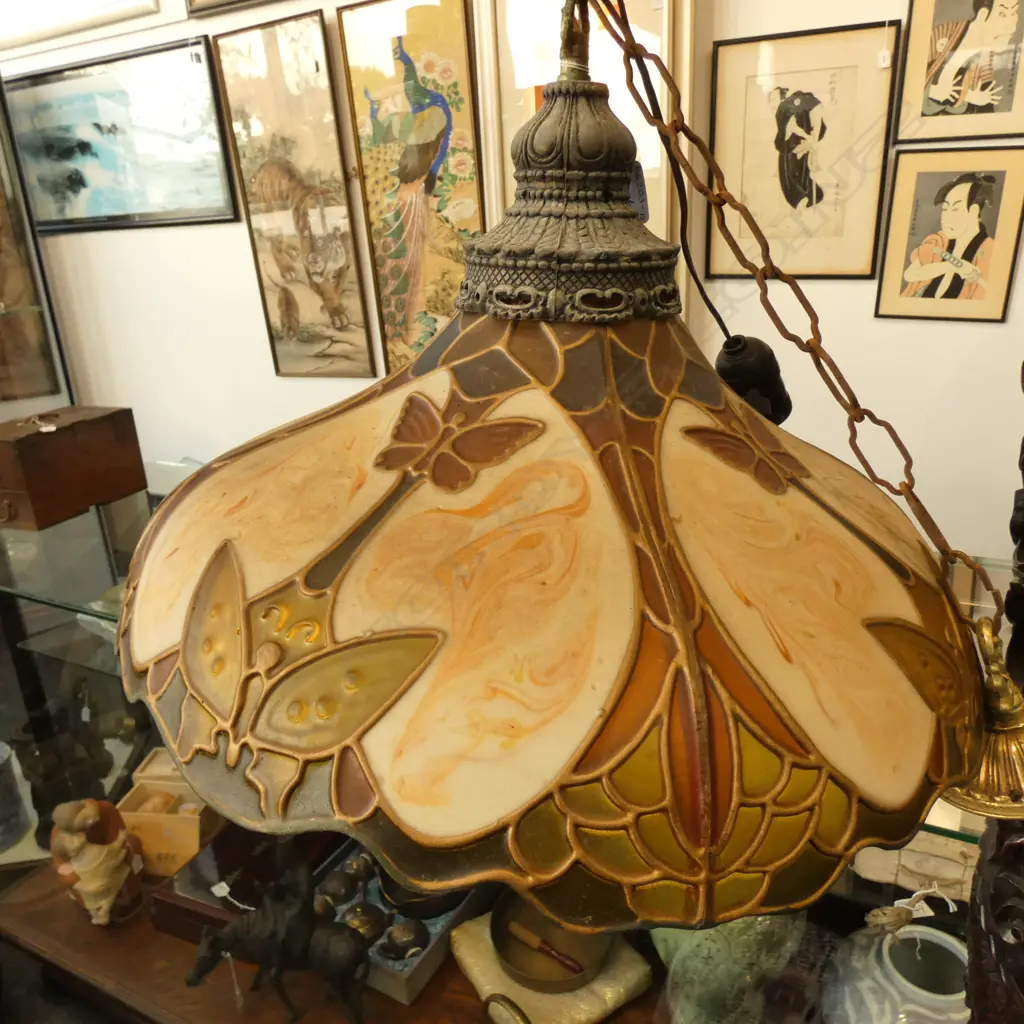 VINTAGE TIFFANY STYLE CEILING LIGHT, W. 465MM Image 1++