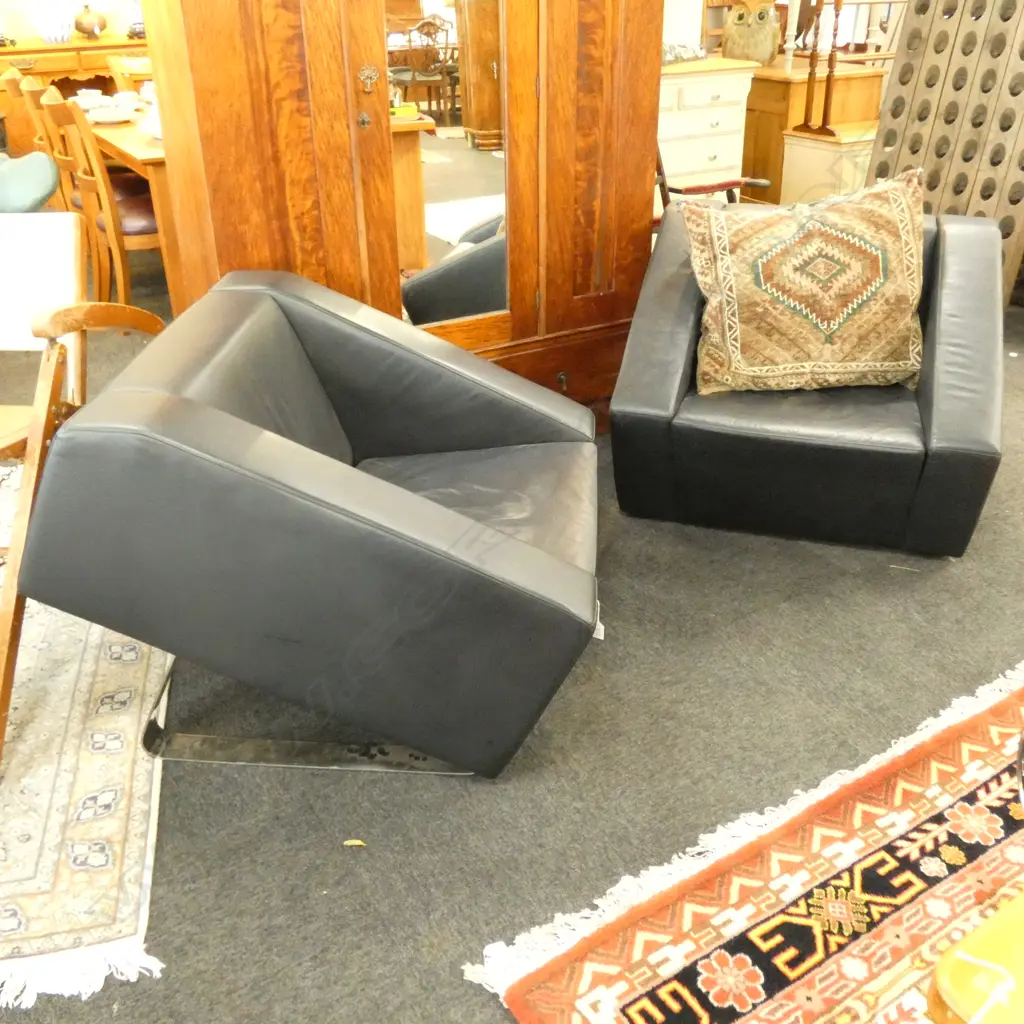 PR CONTEMPORARY ITALIAN LEATHER & CHROME CHAIRS Image 1++