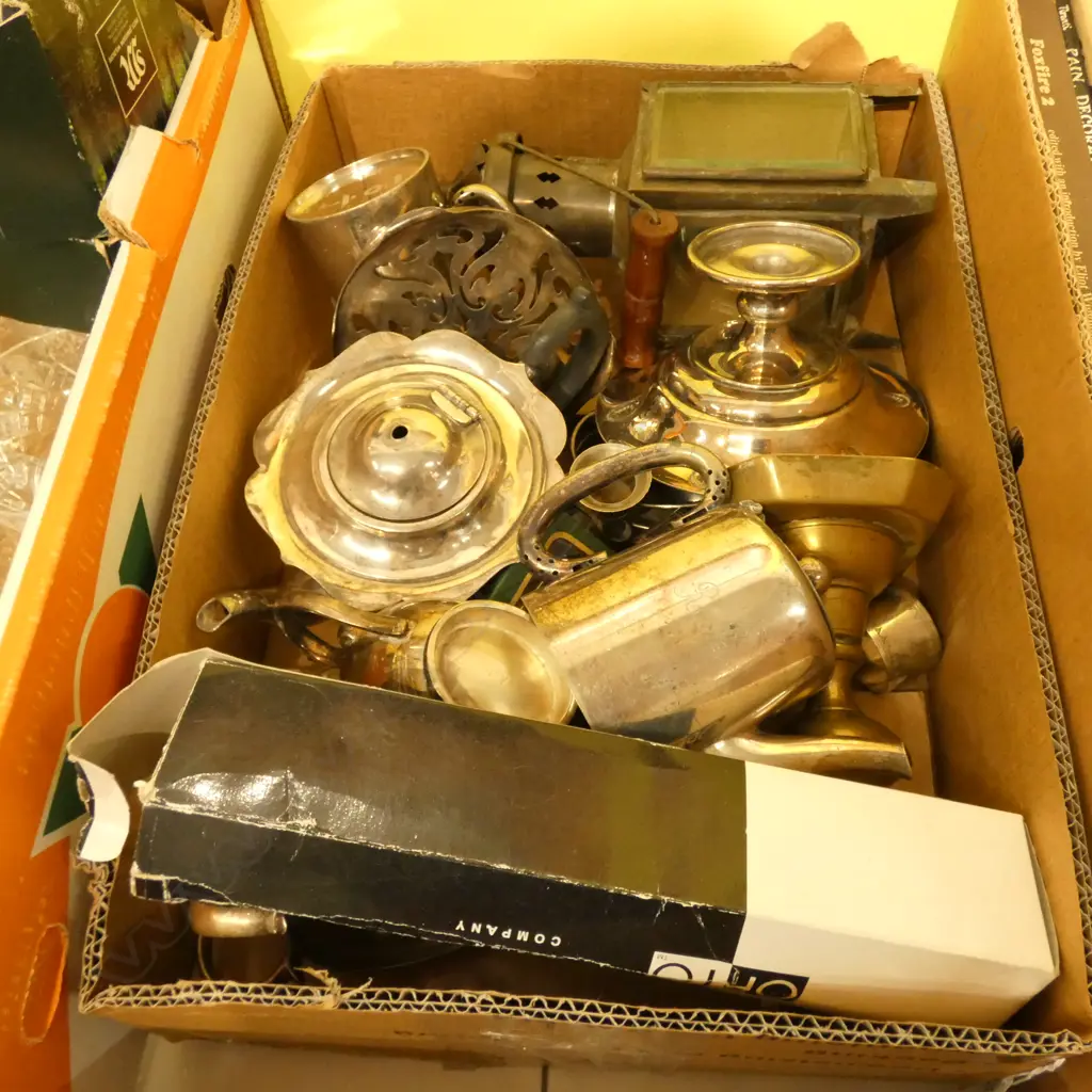 BOX LOT ASST EPNS, LANTERN ETC Image 1++