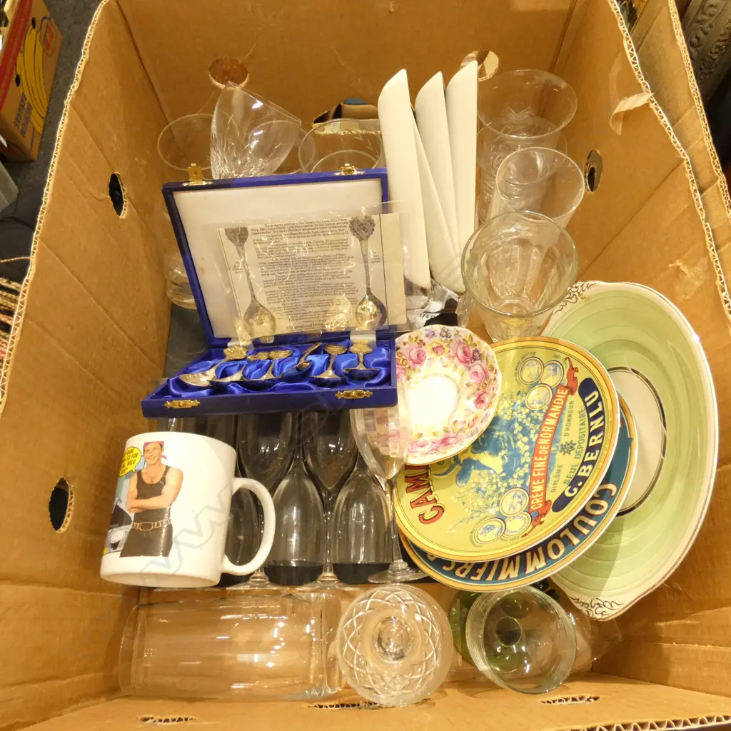 BOX LOT ASST. GLASSWARE ETC Image 1++