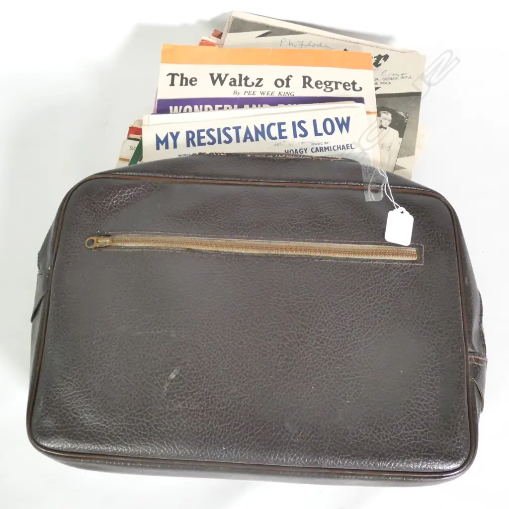 LEATHER SATCHEL OF OLD SHEET MUSIC Image 1++