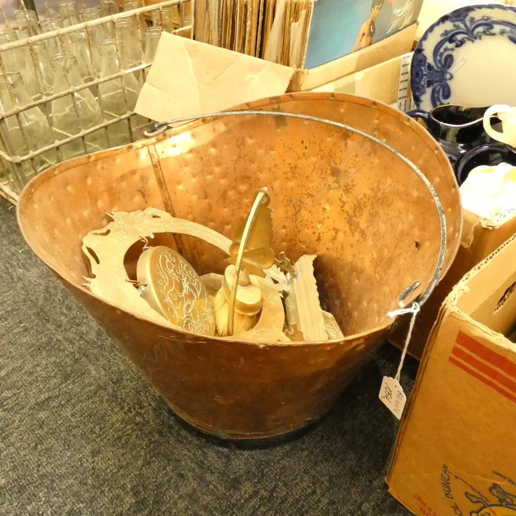 COPPER BUCKET + ASST BRASSWARE Image 1++