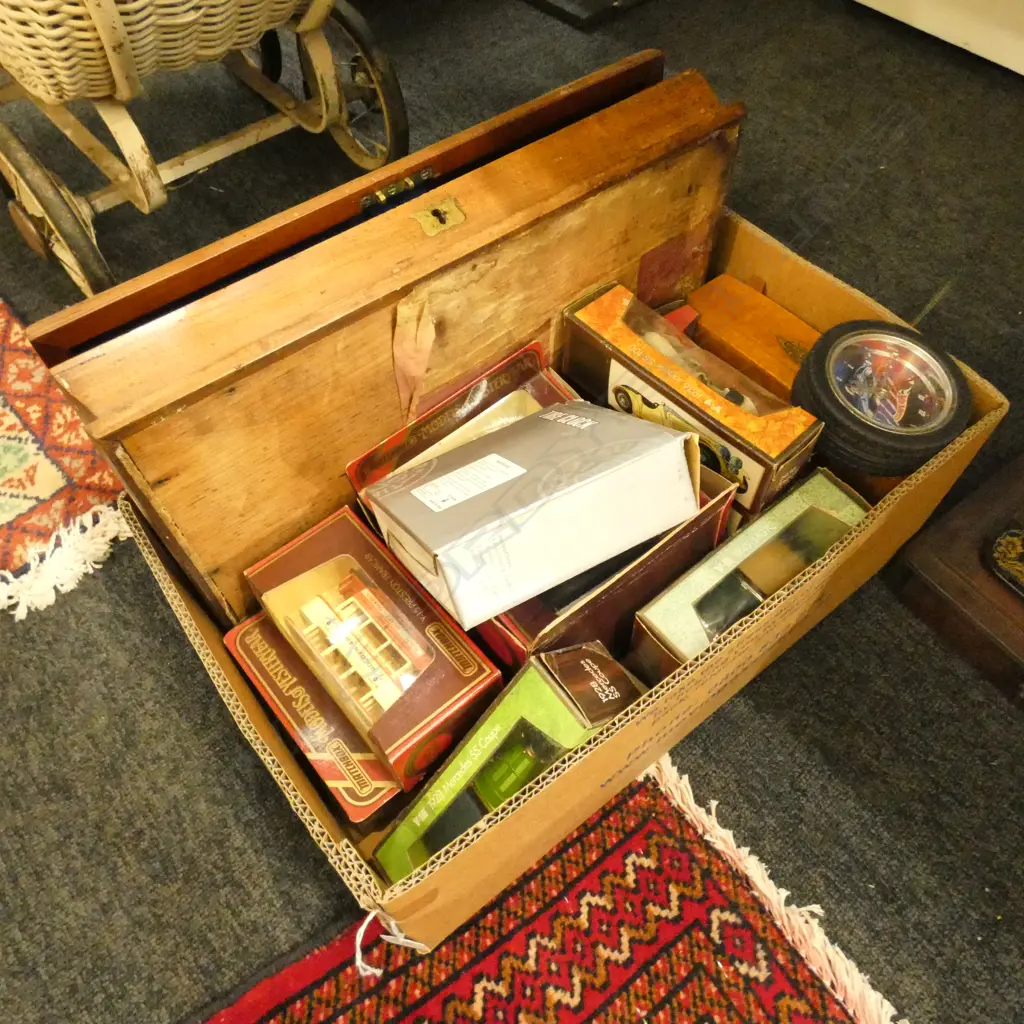 BOX LOT MODEL VEHICLES, WOODEN BOXES Image 1++