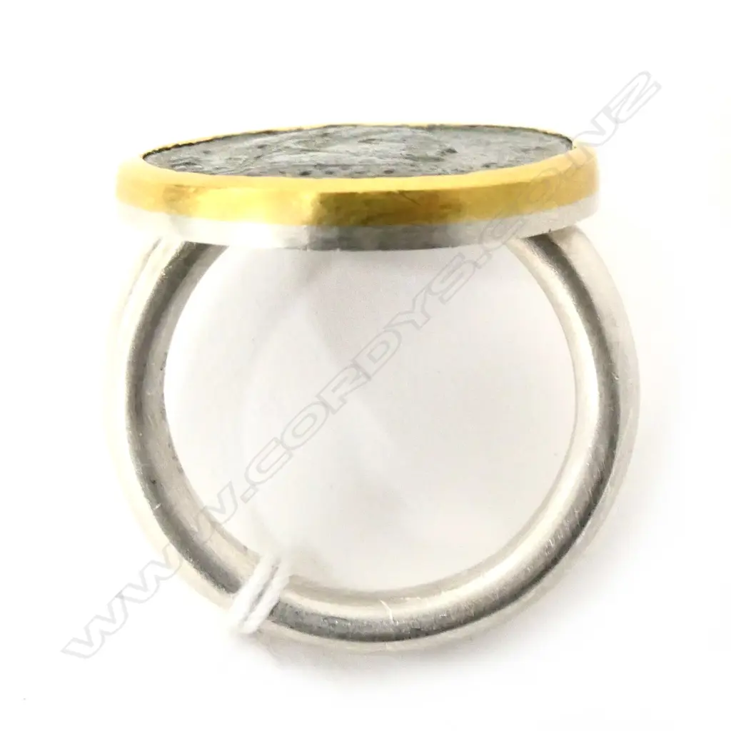 KAREN LIBERMAN 18ct GOLD SILVER & ROMAN COIN RING, IN ORIG BOX Image 1++