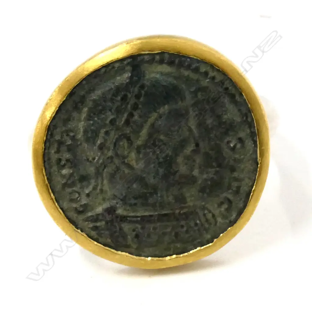 KAREN LIBERMAN 18ct GOLD SILVER & ROMAN COIN RING, IN ORIG BOX Image 1++