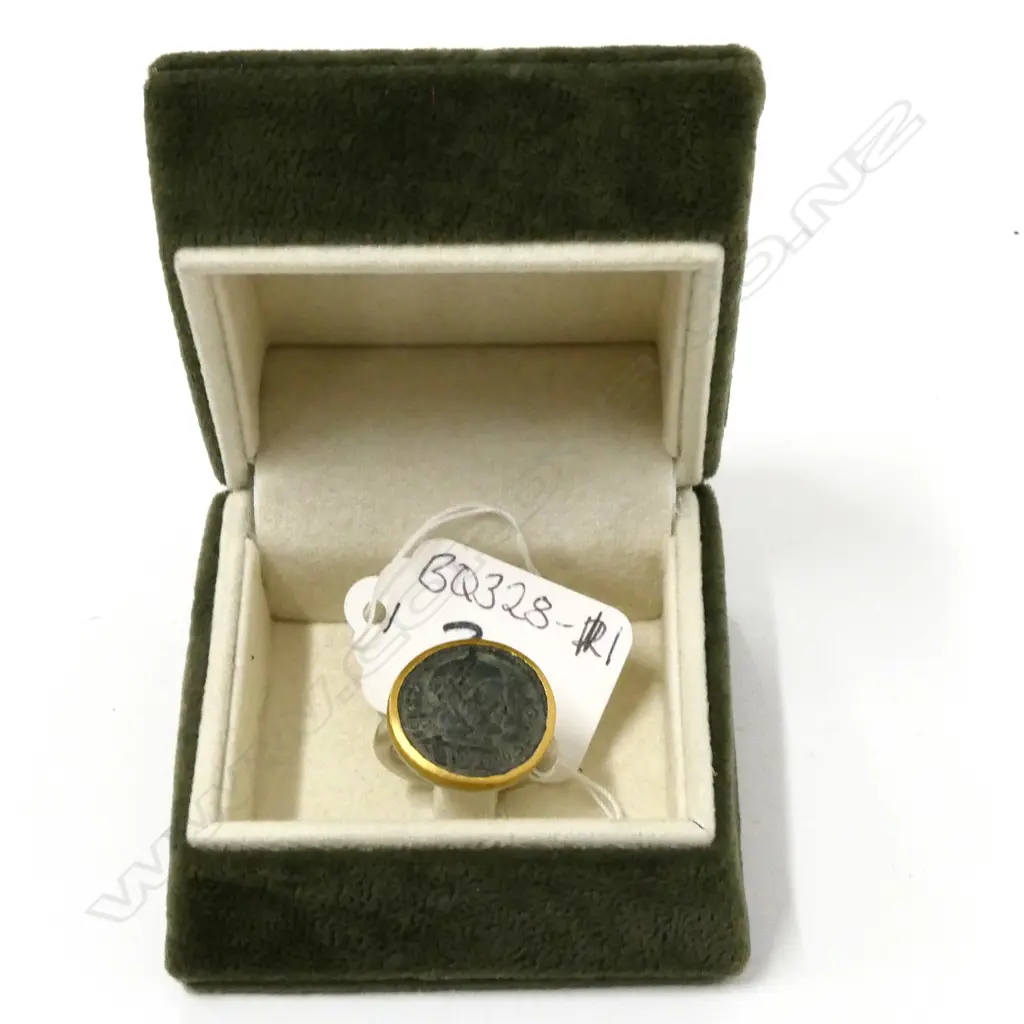 KAREN LIBERMAN 18ct GOLD SILVER & ROMAN COIN RING, IN ORIG BOX Image 1++