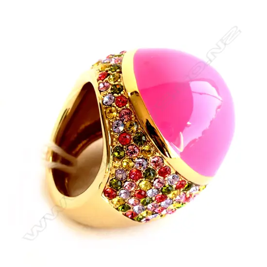 KATE SPADE PINK & COLOURED STONE RING, IN ORIGINAL BAG