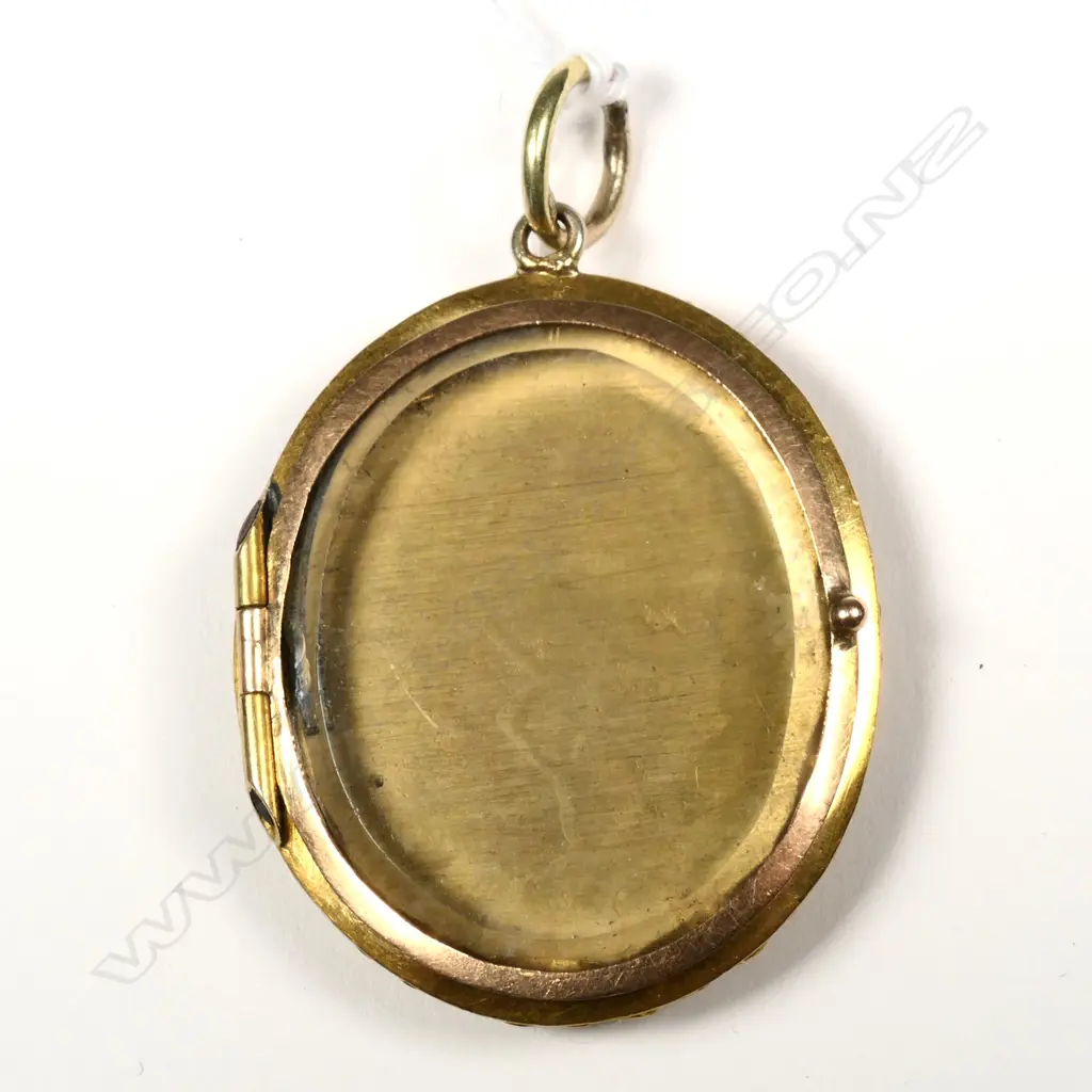 ANTIQUE GOLD & PETRA DURA BIRD LOCKET PENDANT L. 45MM Image 1++