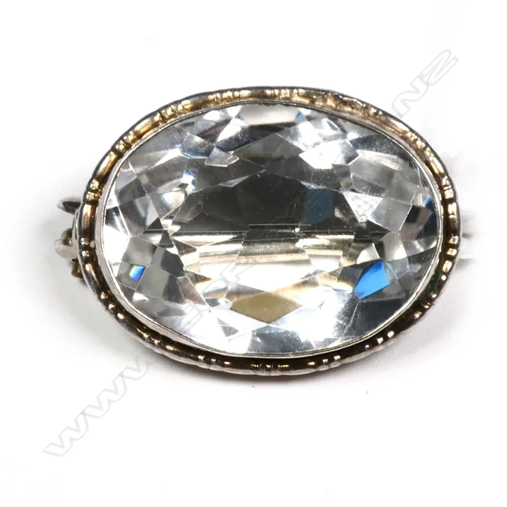 ROCK CRYSTAL AND STG SILVER BROOCH  Image 1++