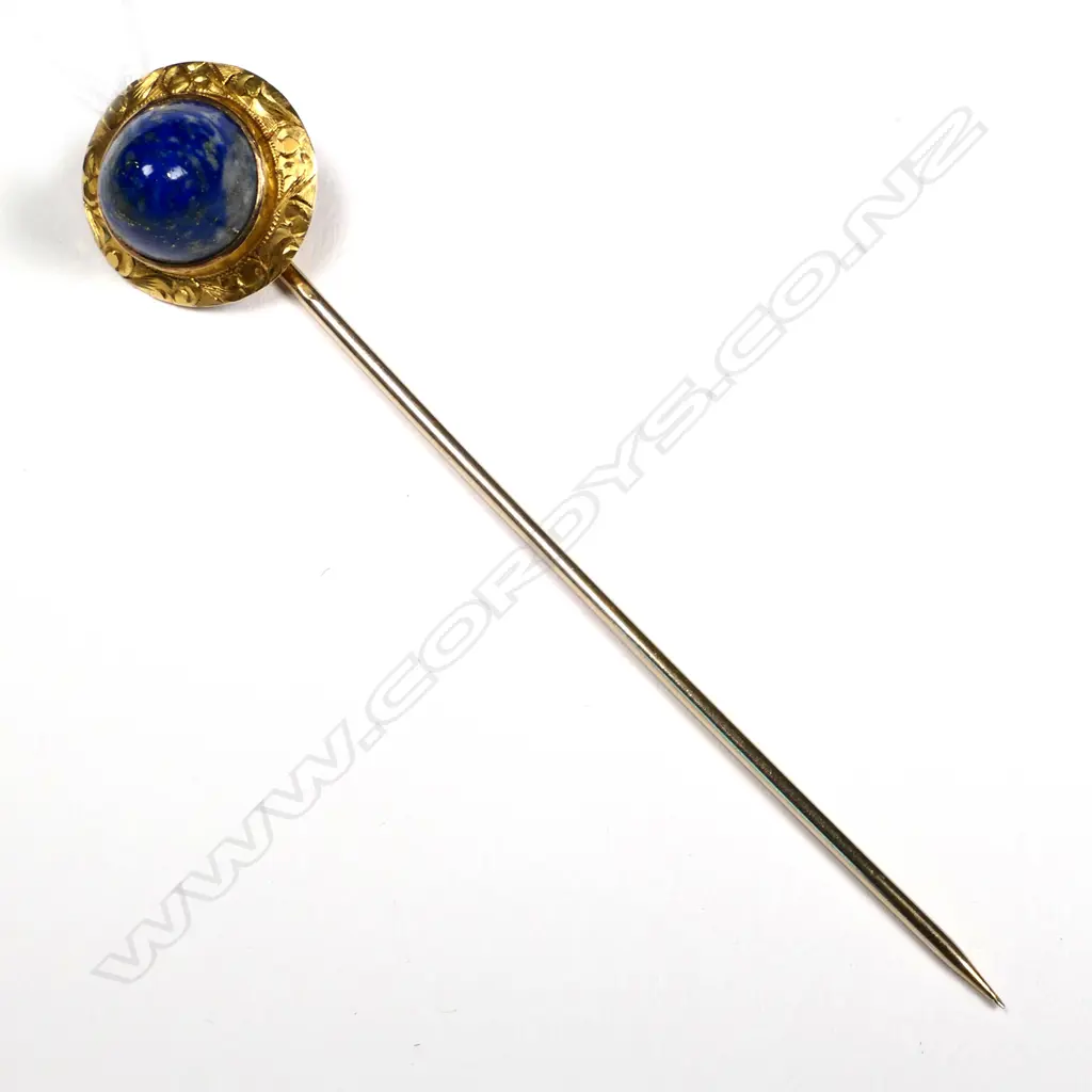LAPIS LAZULI SET IN GOLD TIE PIN Image 1++