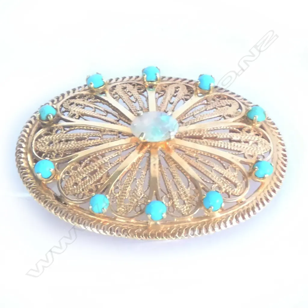 14CT GOLD OPAL PENDANT/BROOCH 12.95gm (ww) Image 1++