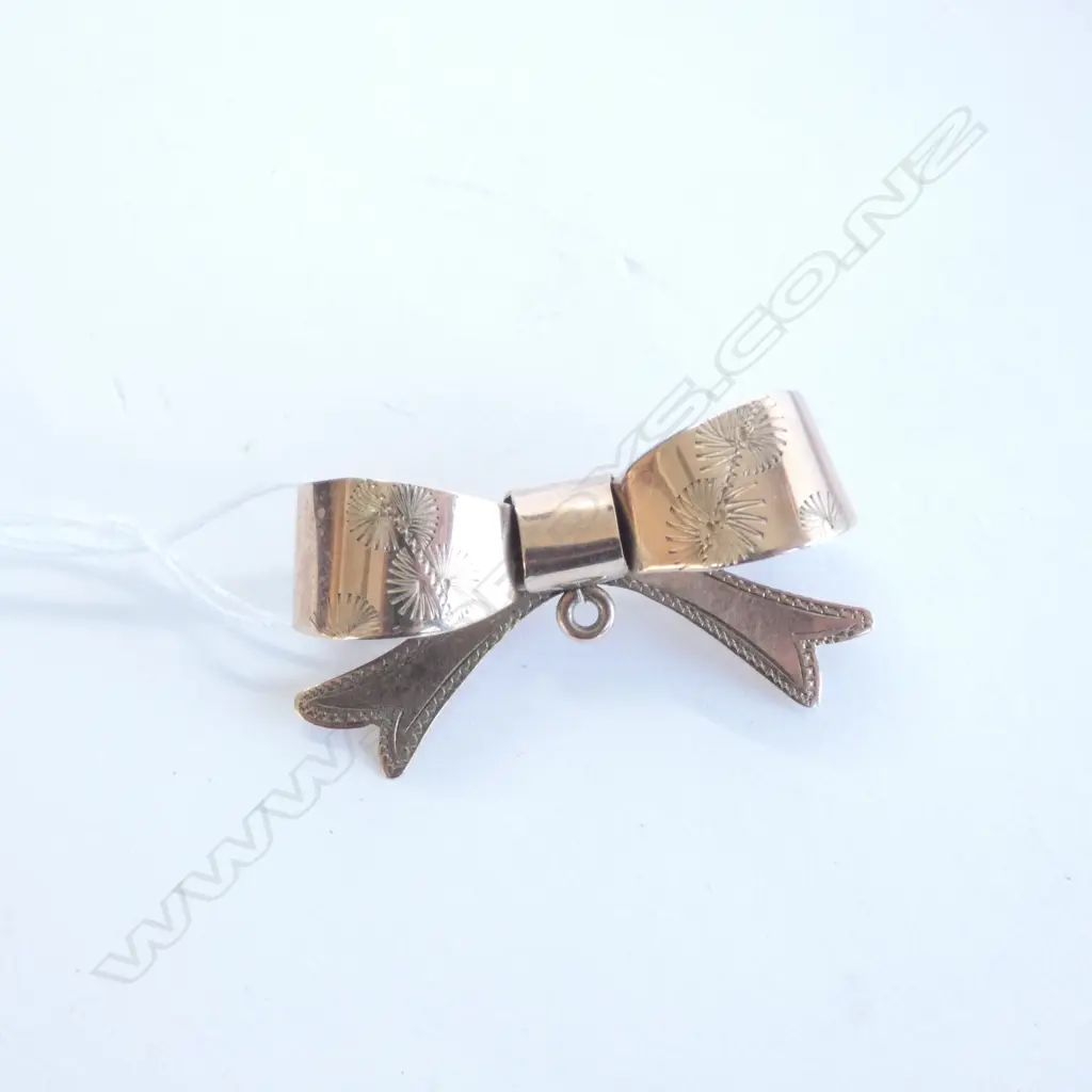 9CT ROSE GOLD BOW BROOCH 3.48gm Image 1++