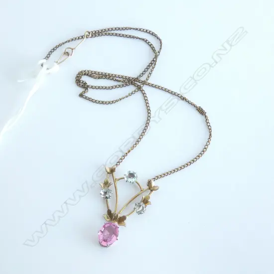 Pendant, Pink stone chipped, & pale blue stone chipped, 9ct Silver lined